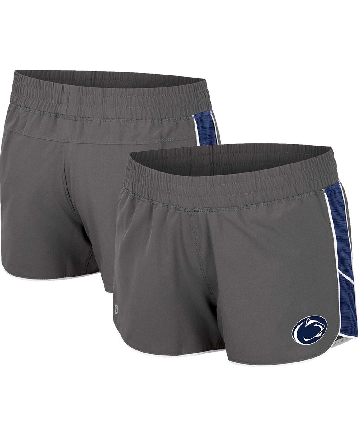 Women's Colosseum Gray Penn State Nittany Lions Pull The Switch Running Shorts - Gray