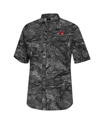 Men's Charcoal Louisville Cardinals Realtree Aspect Charter Full-Button Fishing Shirt
