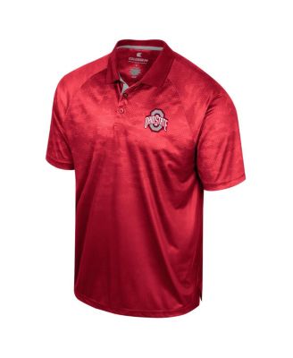 Men's Scarlet Ohio State Buckeyes Honeycomb Raglan Polo Shirt
