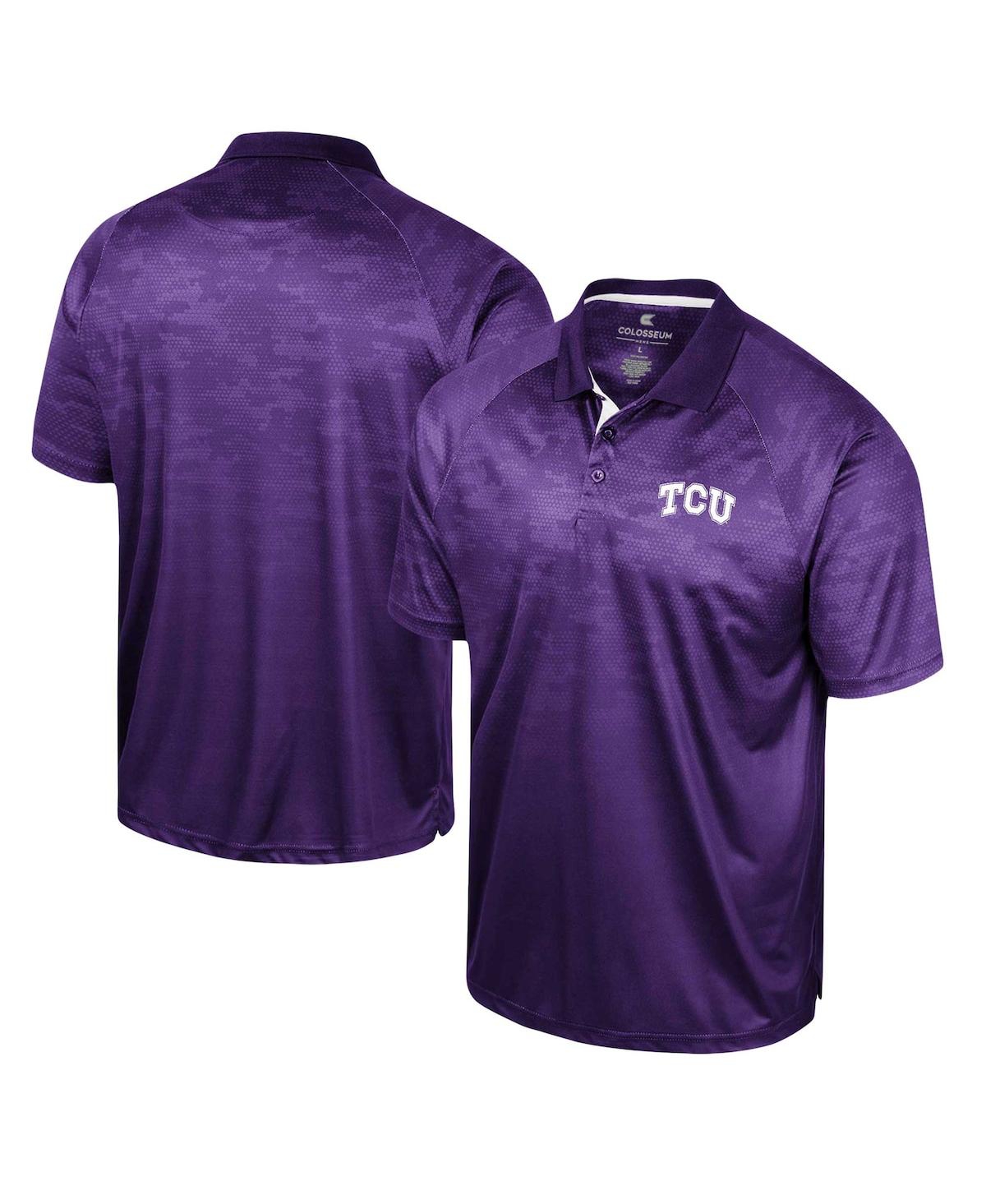 COLOSSEUM MEN'S COLOSSEUM PURPLE TCU HORNED FROGS HONEYCOMB RAGLAN POLO SHIRT 