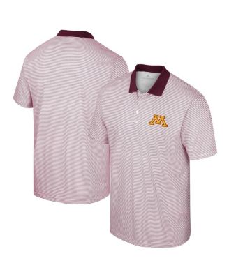 Men's White, Maroon Minnesota Golden Gophers Print Stripe Polo Shirt