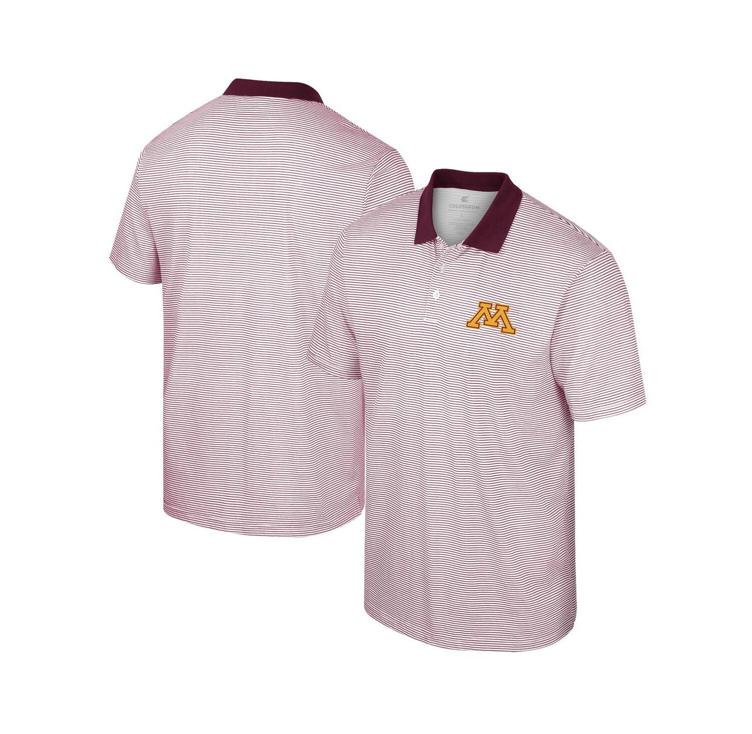 Men's White, Maroon Minnesota Golden Gophers Print Stripe Polo Shirt