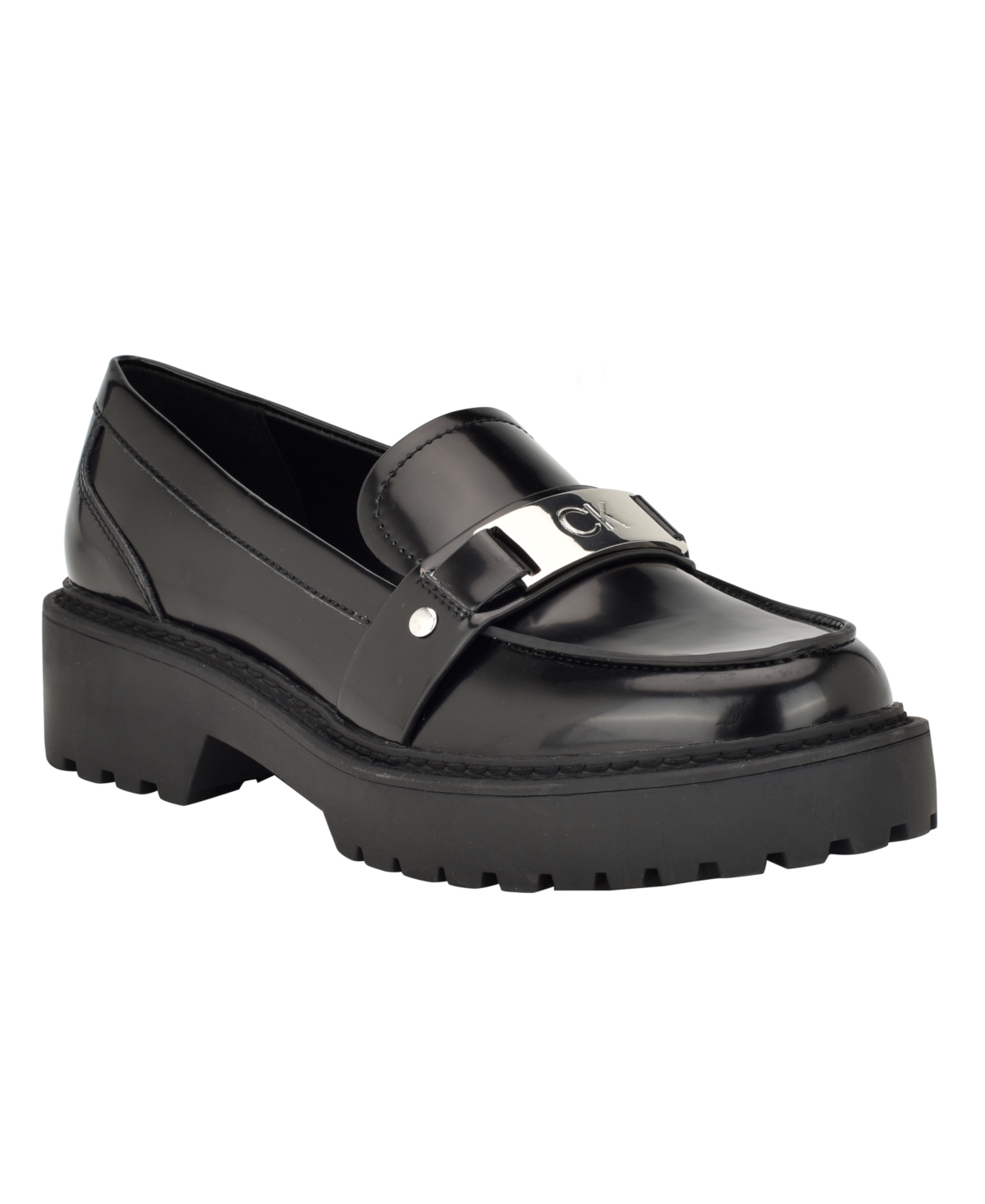 Calvin Klein Women's Suzette Slip-on Lug Sole Casual Loafers In Black