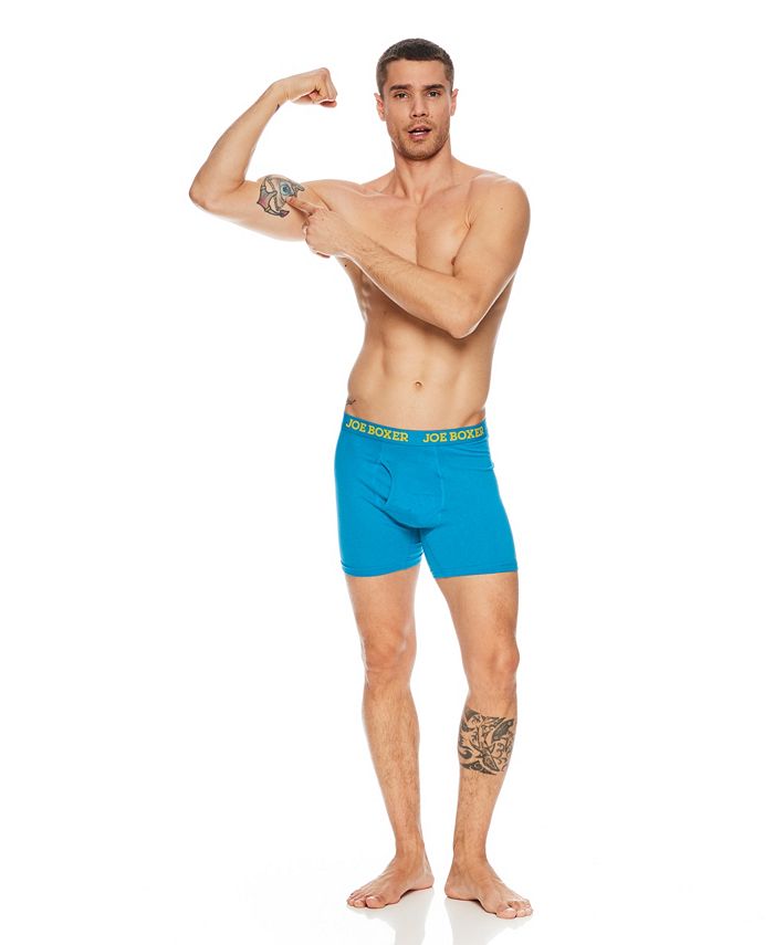 Joe Boxer Men's Bright Solids Cotton Stretch Boxer Briefs, Pack of 4