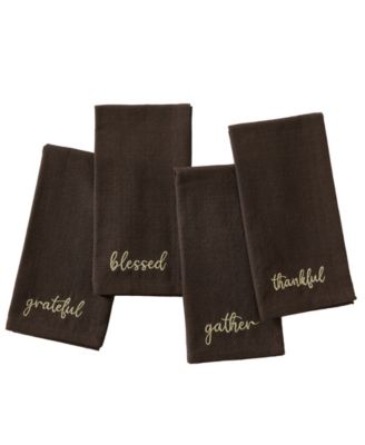 Harvest Sentiment Embroidered Napkins, Set of 4, 17" x 17"