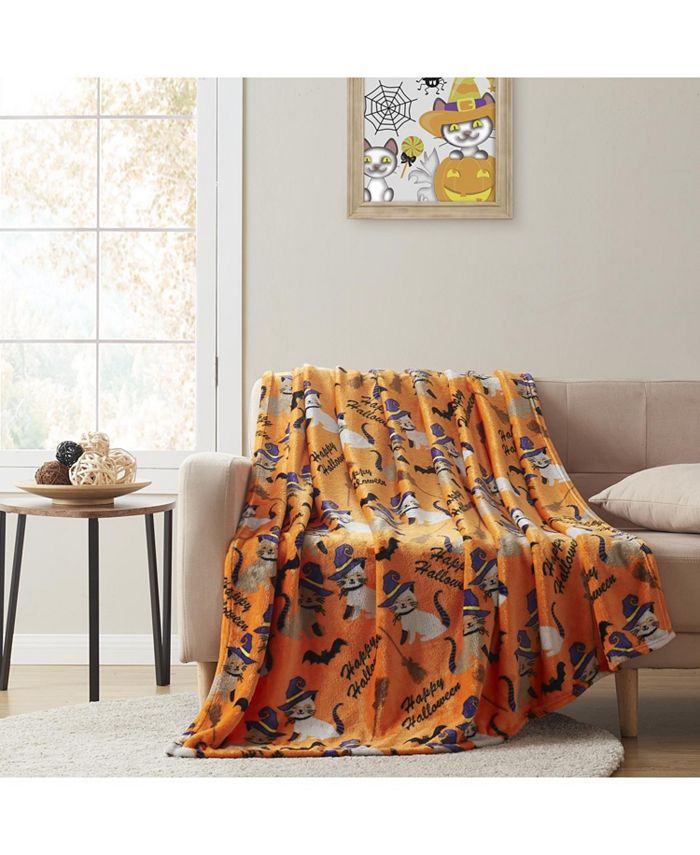 Orange and store black throw blanket