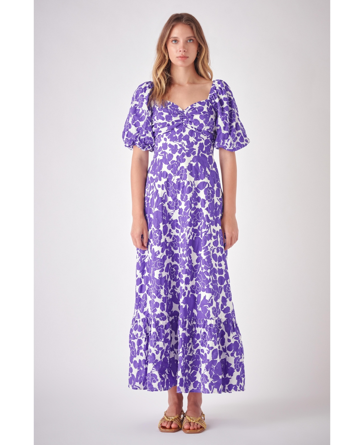 Women's Floral Print Maxi Dress - Berry