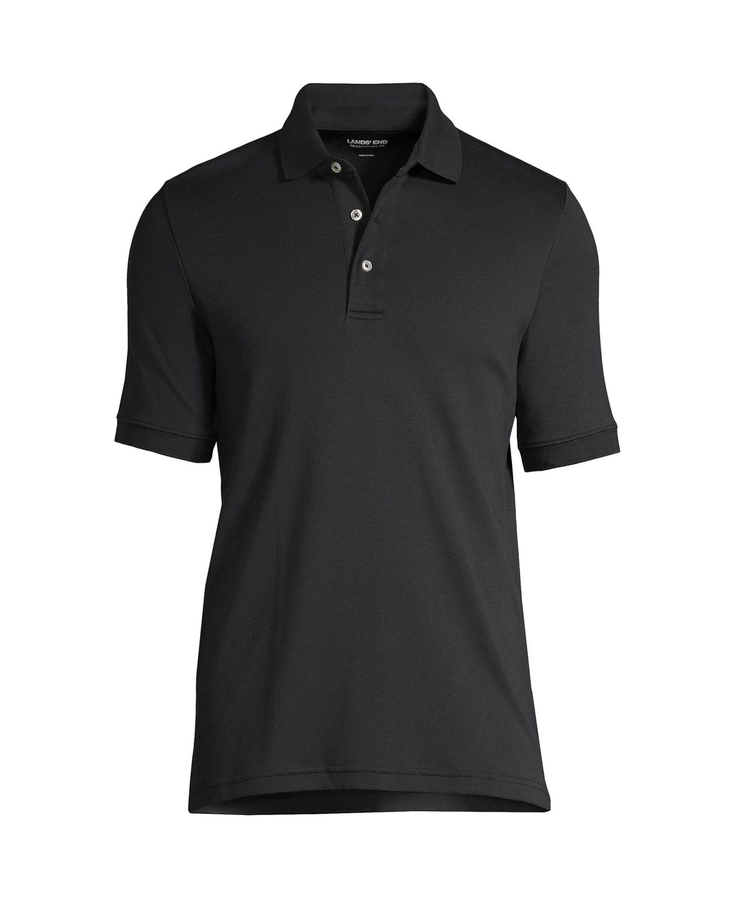 Мужское поло Lands' End Short Sleeve Cotton Supima Polo Shirt, цвет: Чёрный — фото 9