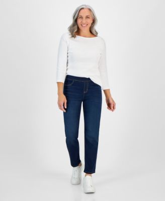 Style & Co - Plus Size Mid Rise Straight-Leg Pull-On Jeans