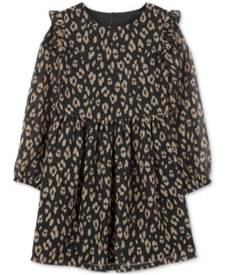 Carter's - Big Girls Leopard-Print Long-Sleeve Taffeta Dress