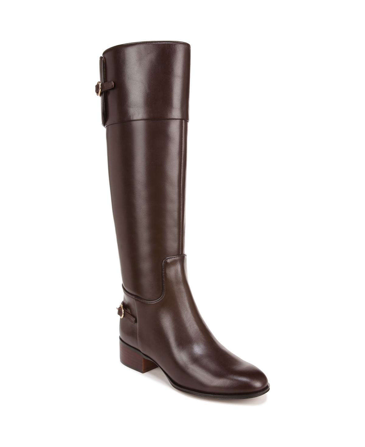 Jazrin Wide Calf Knee High Riding Boots - Brown Leather
