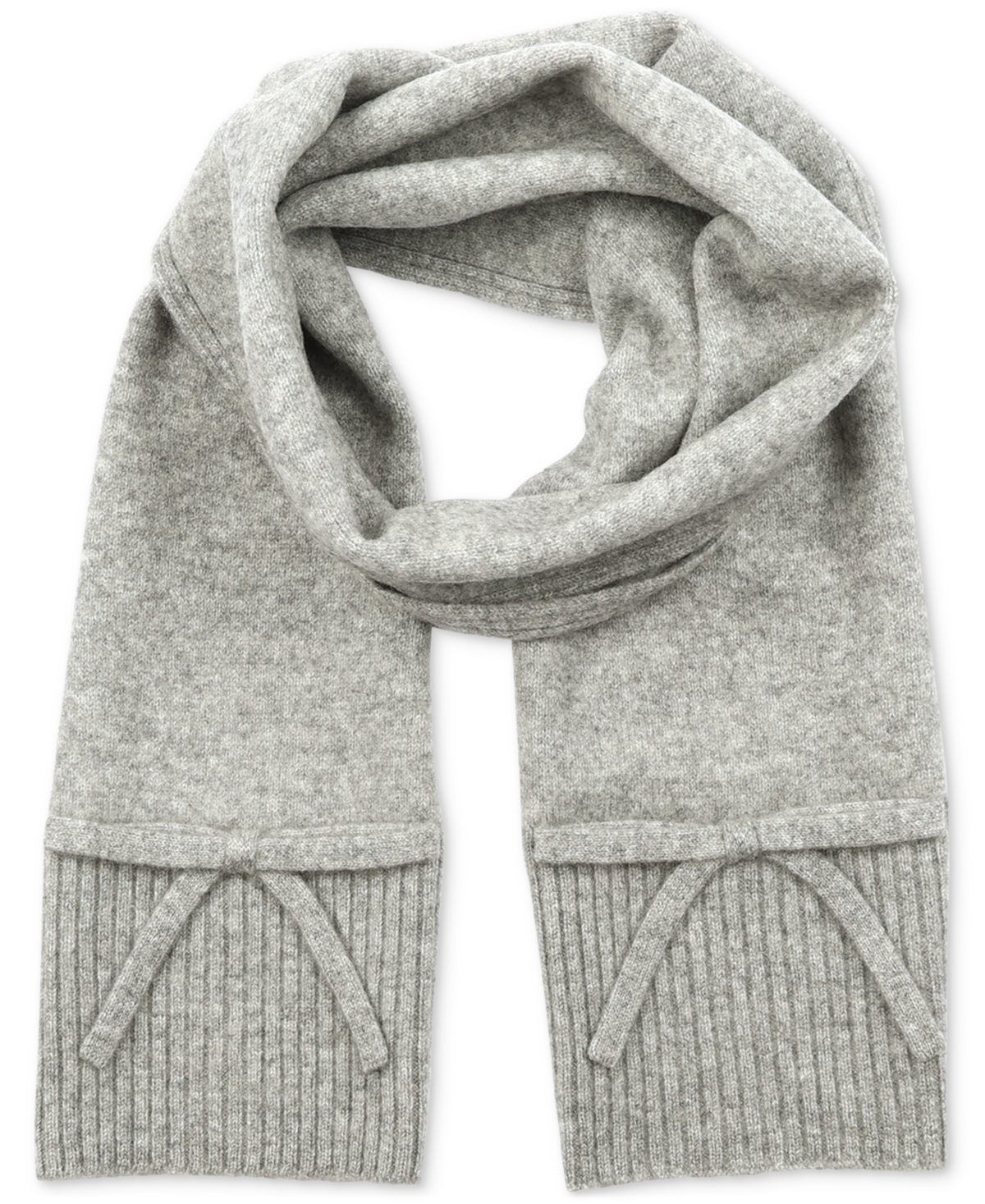 KATE SPADE WOMEN'S BOW RIBBED-TRIM KNIT SCARF