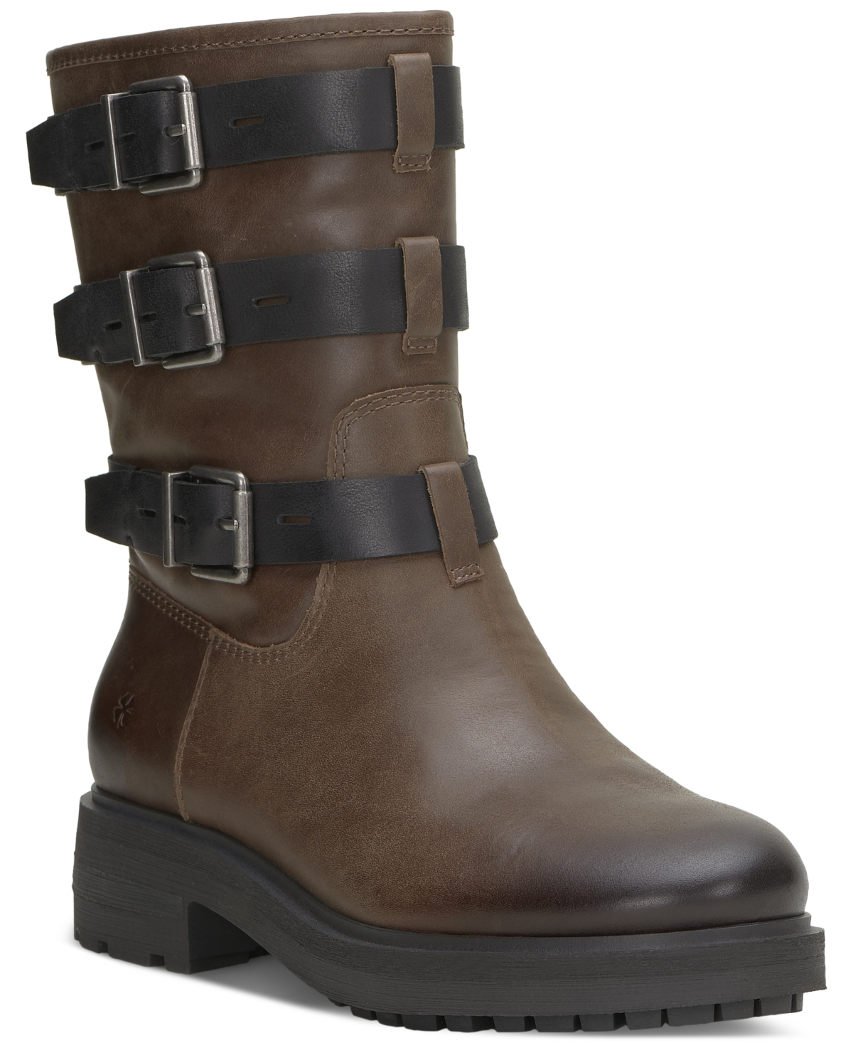 Shop Lucky Brand Women's Cheviss Moto Lug Sole Boots In Dark Dune Leather