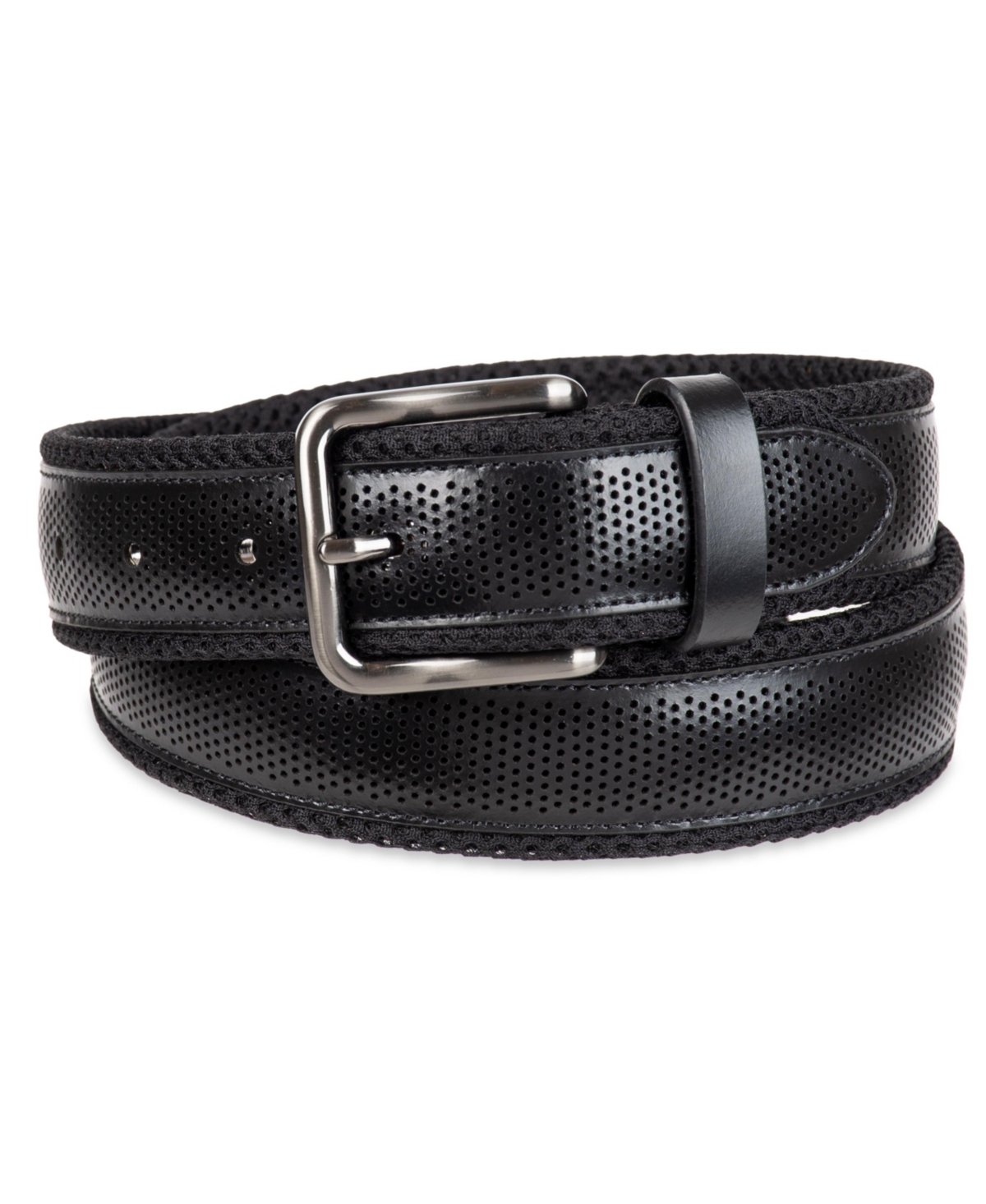 Tommy Bahama Men's Neoprene With Perforated Leather Overlay Casual Belt In Black