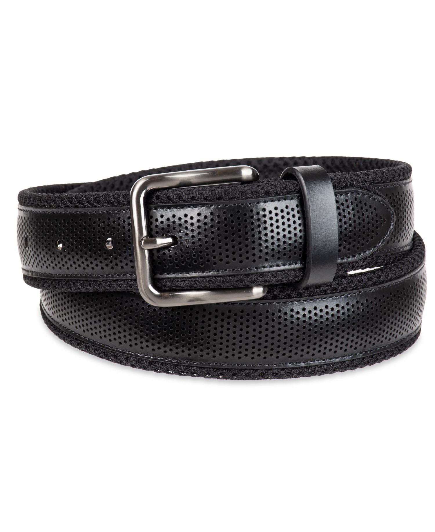 Men's Neoprene with Perforated Leather Overlay Casual Belt