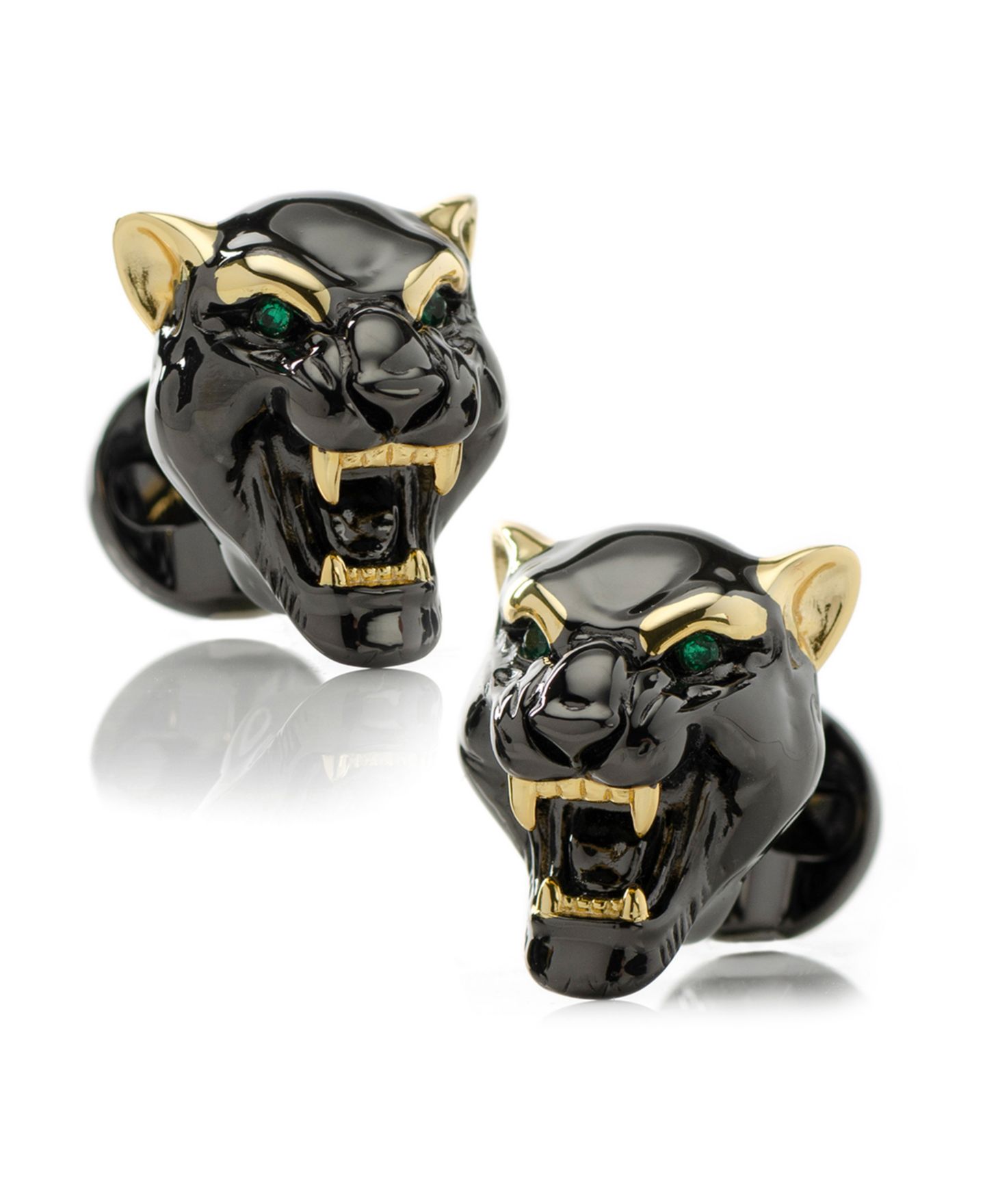 Мужские запонки Ox & Bull Trading Co. Sterling Silver Black and Gold-tone Panther Cufflinks — фото 1