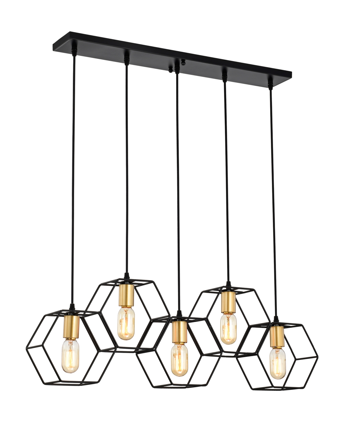 Home Accessories Berenice 33" 5-light Indoor Chandelier With Light Kit In Matte Black And Satin Gold