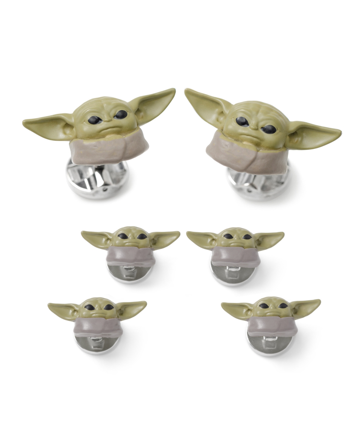 Star Wars Men's 3d Grogu Cufflinks And Studs, 6 Piece Set In Green