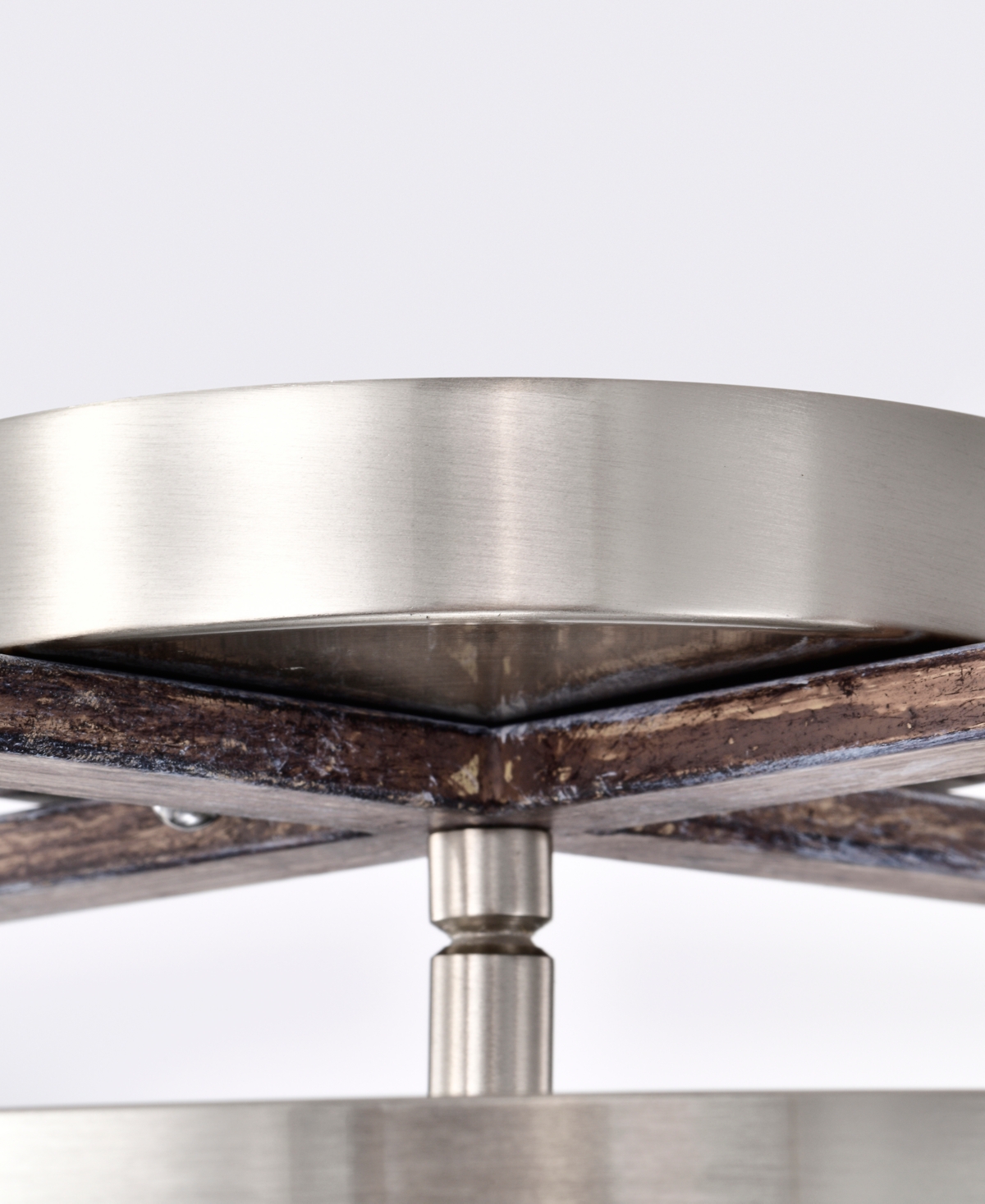 Kasia 4-Light Indoor Flush Mount with Light Kit - Satin Silver and Faux Wood Grain