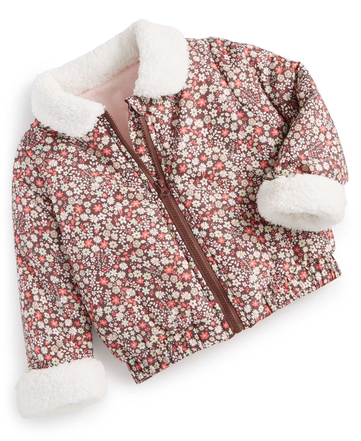 First Impressions Baby Girls Floral Bomber Jacket, Created For Macy's In Bear Cub