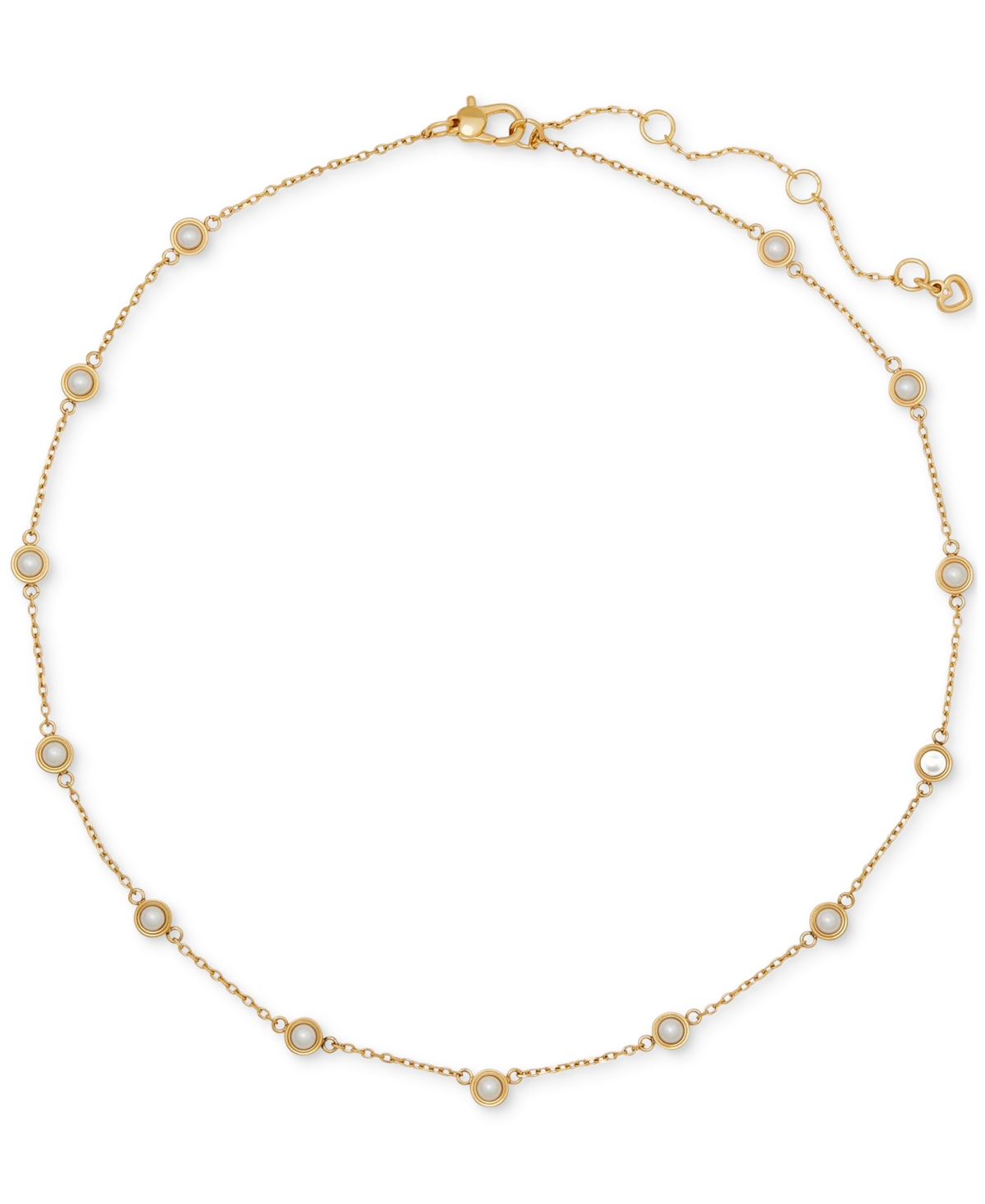 Kate Spade Gold-tone Cubic Zirconia Station Necklace, 16" + 3" Extender In Pearl