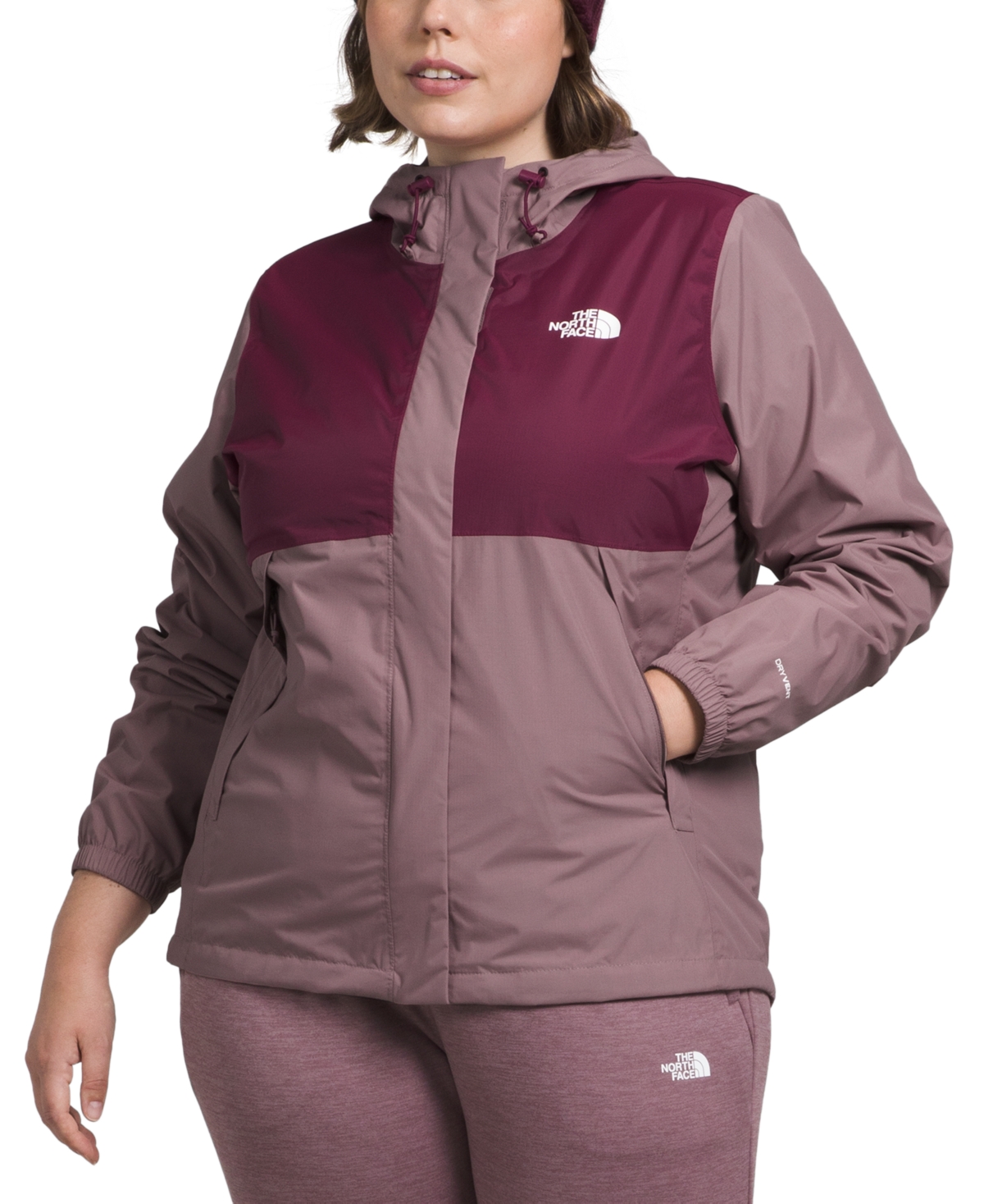 The North Face Women's Plus Size Antora Jacket In Fawn Grey,boysenberry
