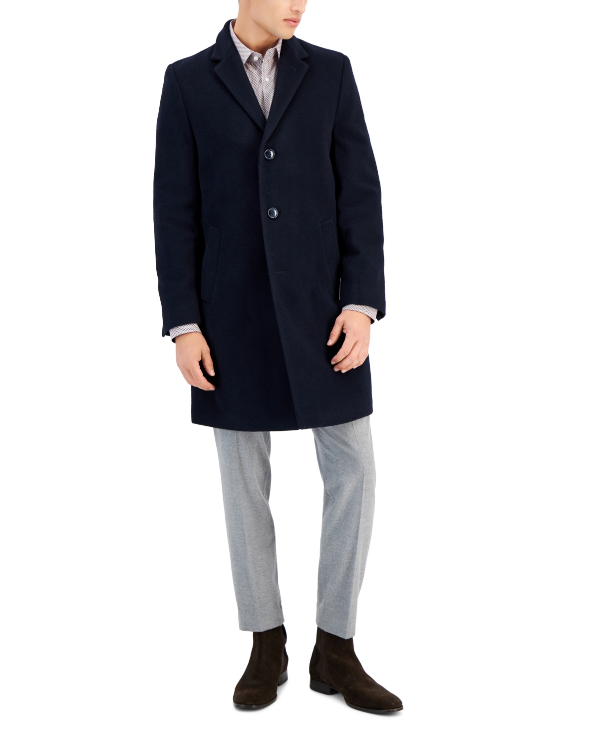 Shop Nautica Men's Barge Classic Fit Wool/cashmere Blend Solid Overcoat In Navy
