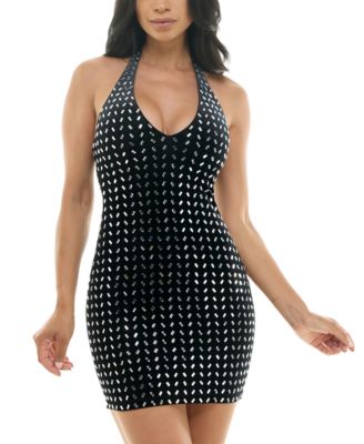 B Darlin - Juniors' Embellished Bodycon Halter Dress