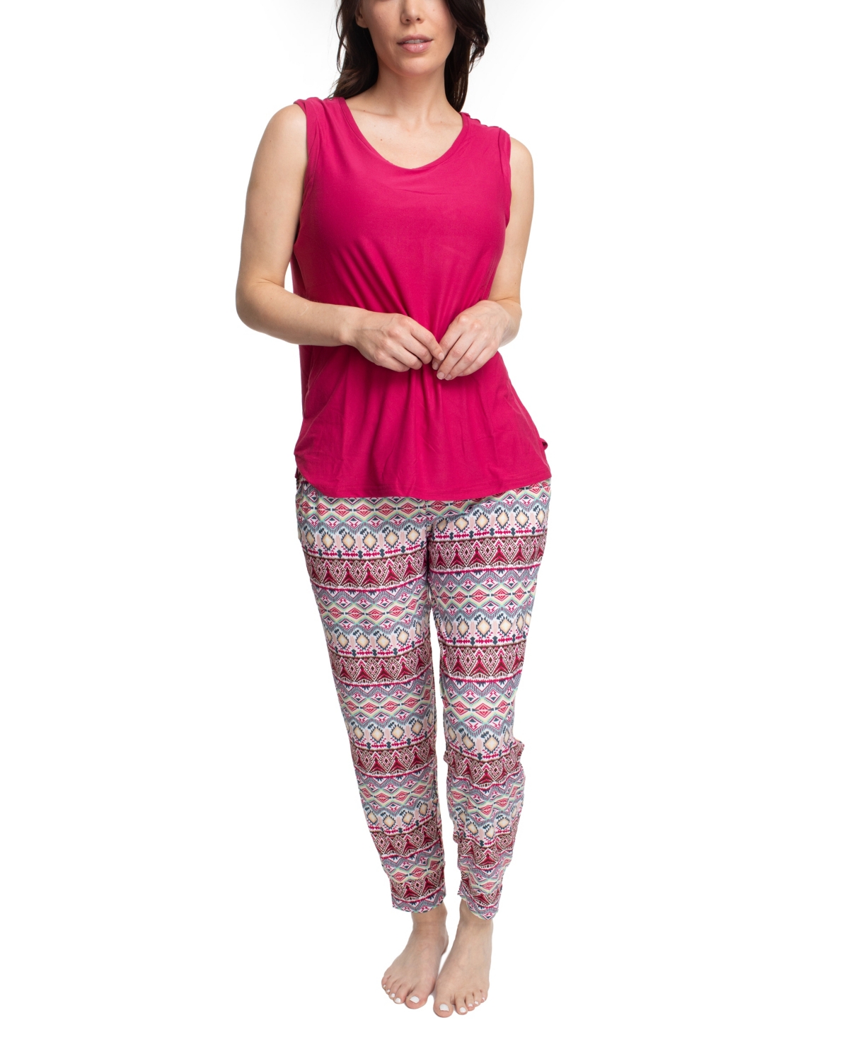 Shop Muk Luks Plus Size 2 Piece Cloud Knit And Joggers Sleep Set In Berry