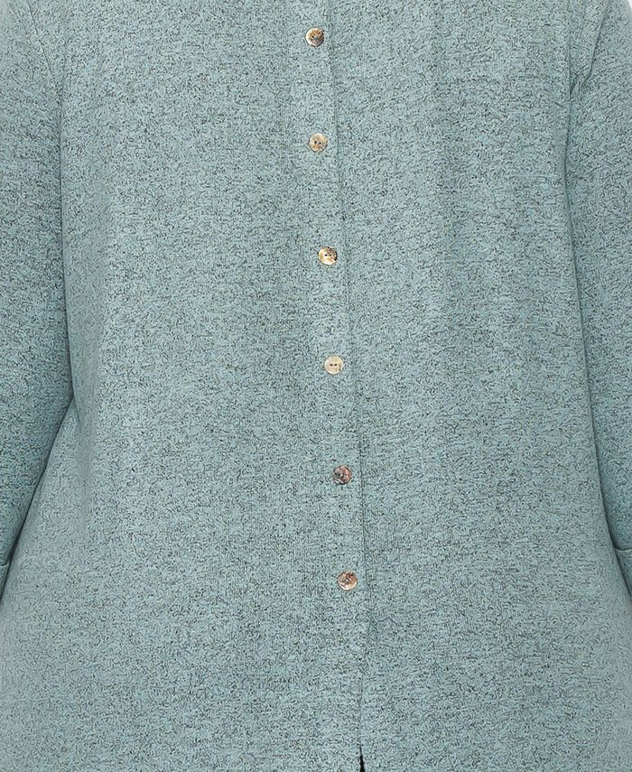 COIN 1804 Plus Size Cozy 3/4 Rolled Sleeve Button Back Top Macy's