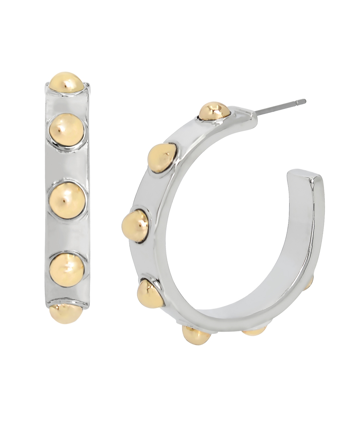 Two-Tone Beaded Hoop Earrings - Gold, Two-tone