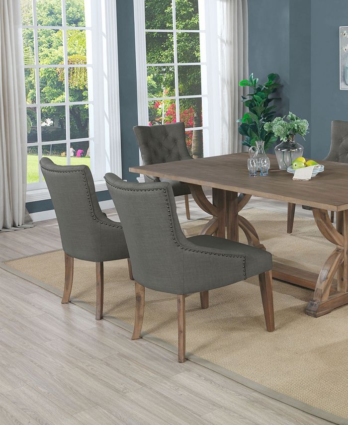 Best Master Furniture Zoey 39" Tufted Linen Parsons Chairs, Set of 2