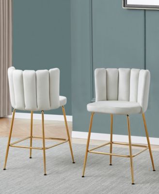 Elegante 37" Velvet Counter Height Stools, Set of 2