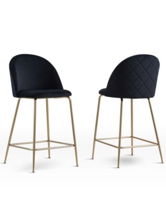 Miramar 39" Velvet Metal Bar Stools, Set of 2
