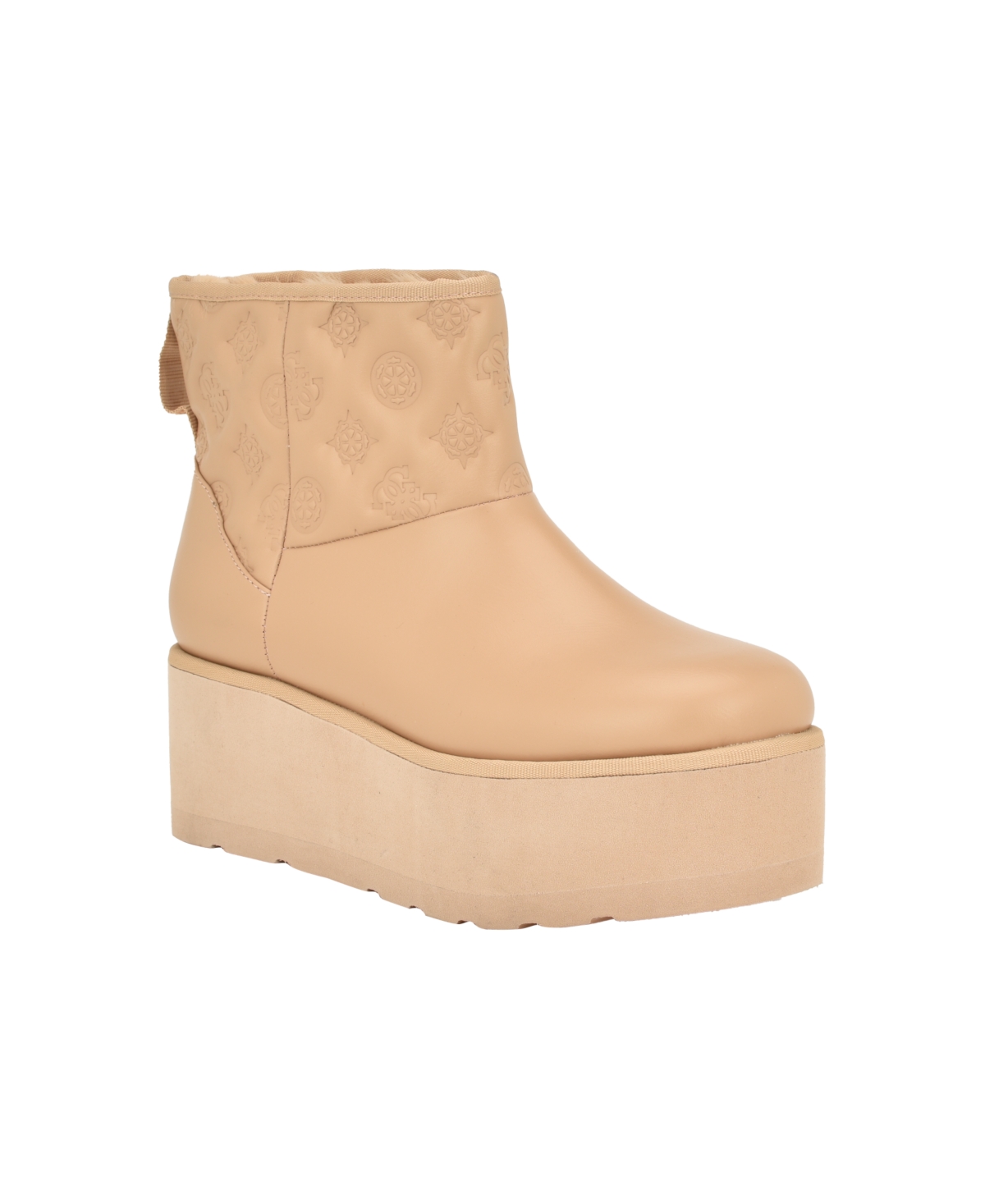 Guess Women's Jilla Platform Cold Weather Slip-on Ankle Booties In Medium Natural Logo