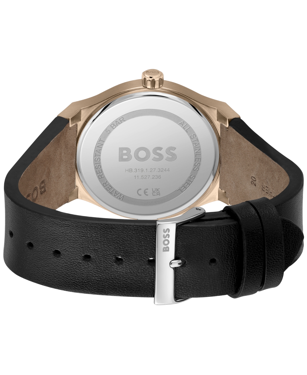 Hugo Boss Men's Candor Quartz Basic CalendarLeather Watch 41mm - Black