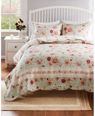 Antique Rose 100% Cotton Reversible 2 Piece Quilt Set, Twin/Twin XL