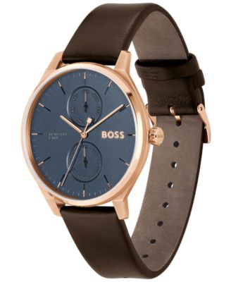Hugo Boss Men's Tyler Quartz Multifunction Brown Leather Watch 43mm