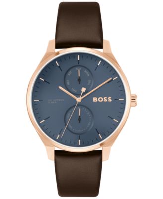 HUGO BOSS Men s Tyler Quartz Multifunction Brown Leather Watch 43mm Macy s