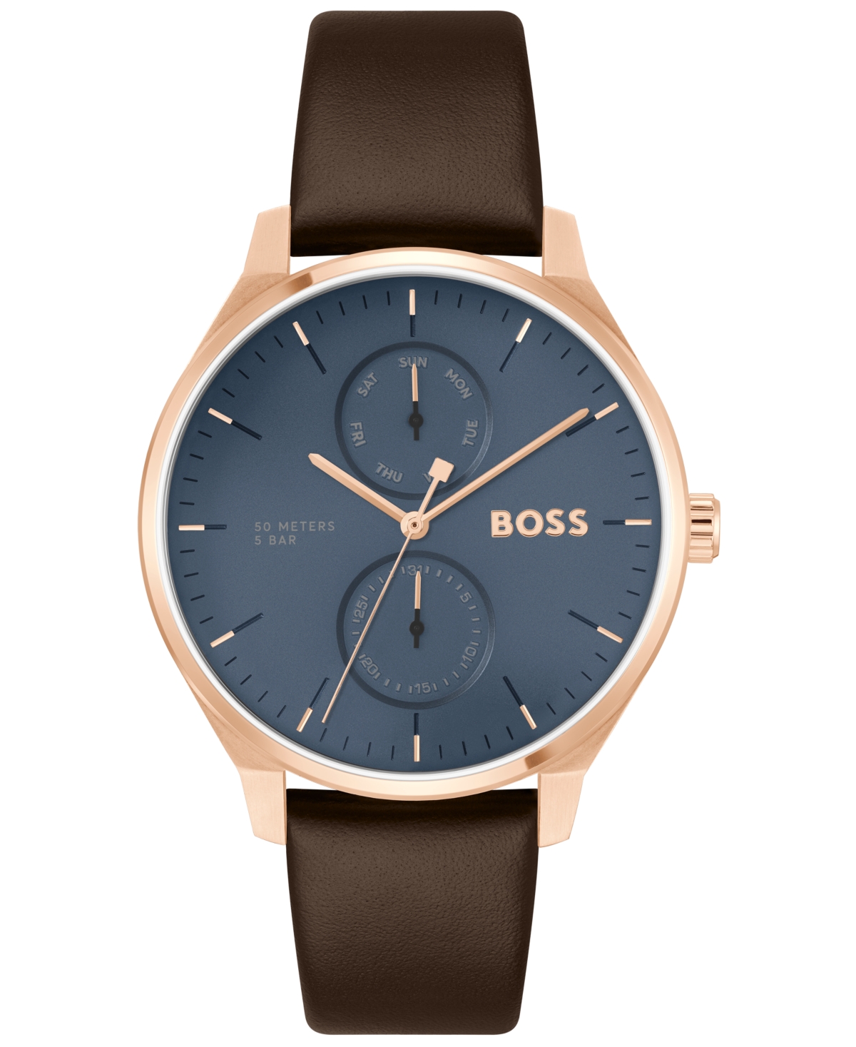 Shop Hugo Boss Boss Men's Tyler Quartz Multifunction Brown Leather Watch 43mm