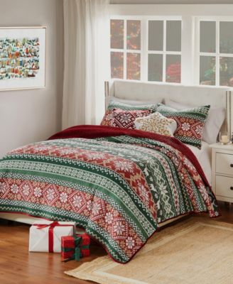 Fair Isle Velvet Reversible 2 Piece Quilt Set, Twin/Twin XL