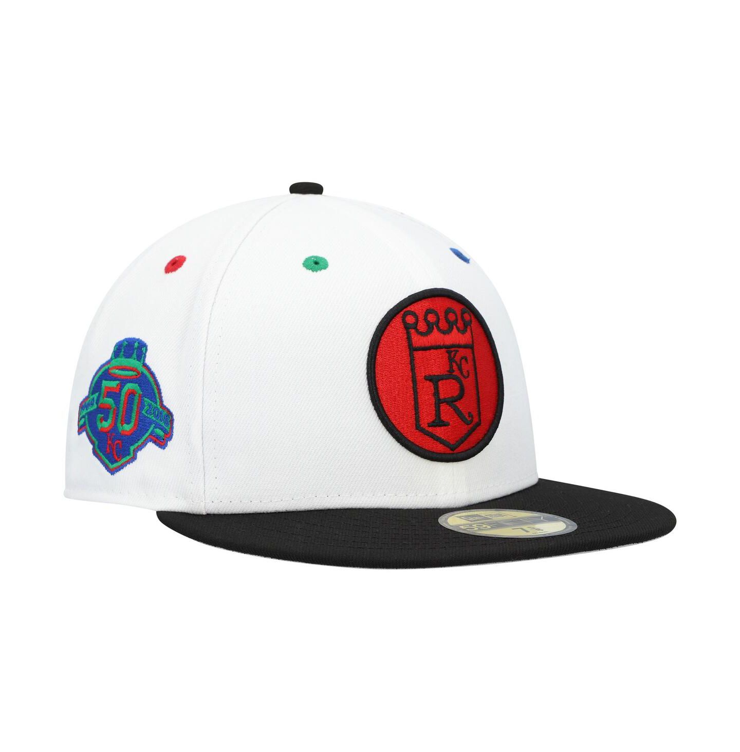 Мужская кепка New Era White, Black Kansas City Royals Primary Eye 59FIFTY Fitted Hat — фото 1