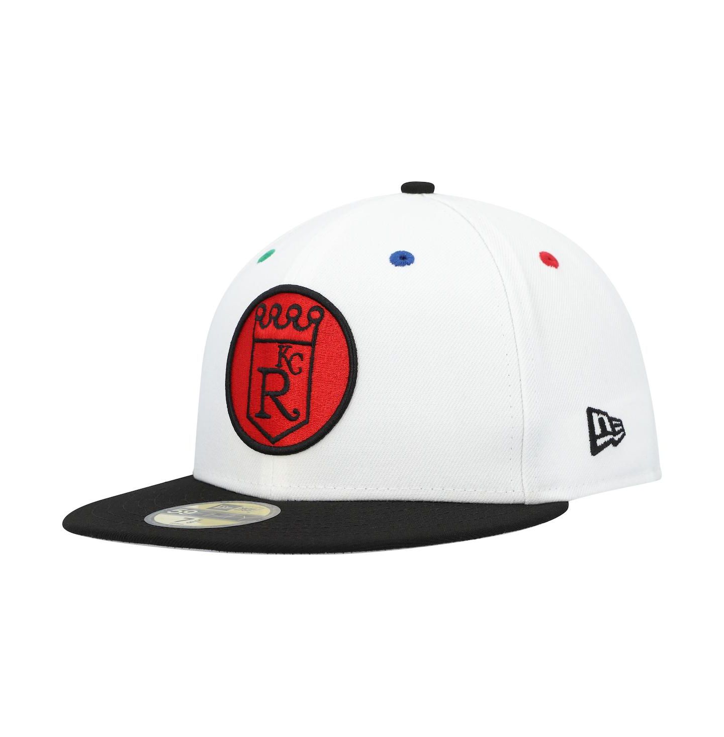 Мужская кепка New Era White, Black Kansas City Royals Primary Eye 59FIFTY Fitted Hat — фото 3