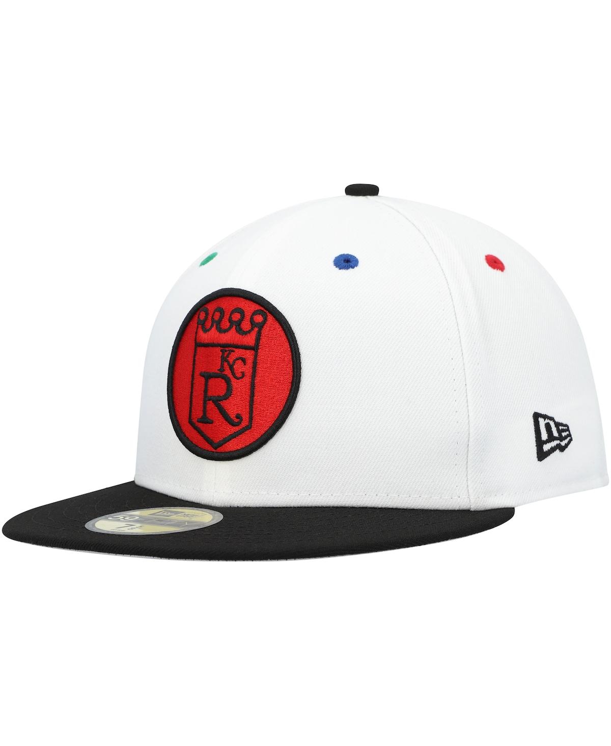 New Era Men's  White, Black Kansas City Royals Primary Eye 59fifty Fitted Hat In White,black