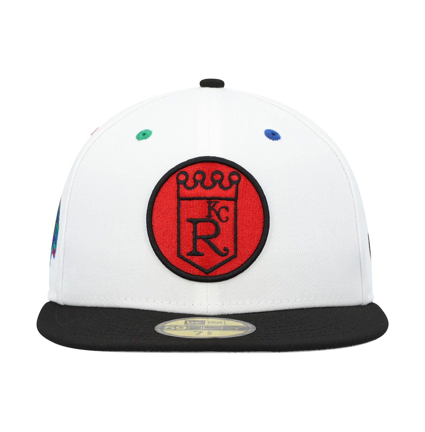 Мужская кепка New Era White, Black Kansas City Royals Primary Eye 59FIFTY Fitted Hat — фото 5
