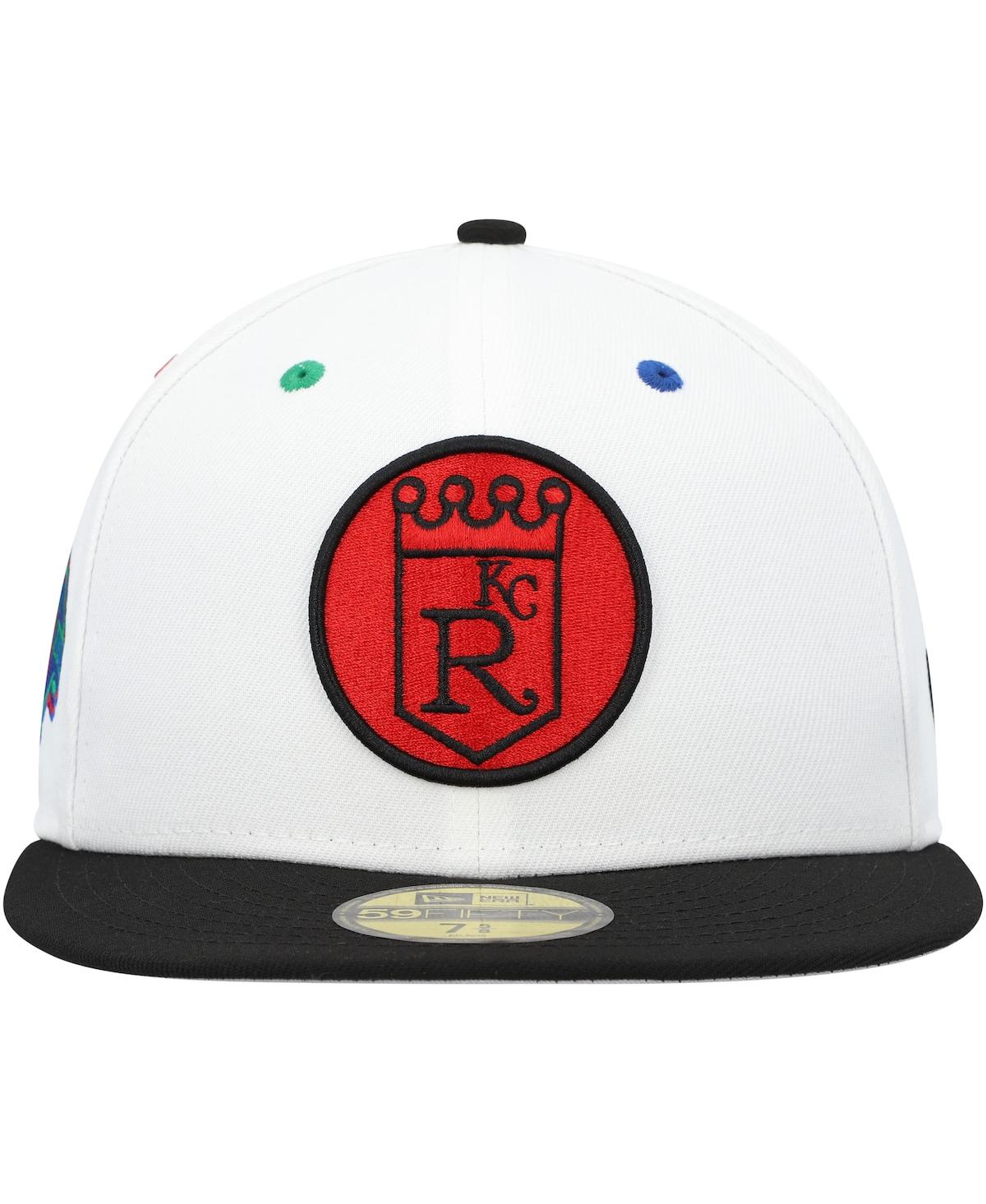 New Era Men's  White, Black Kansas City Royals Primary Eye 59fifty Fitted Hat In White,black