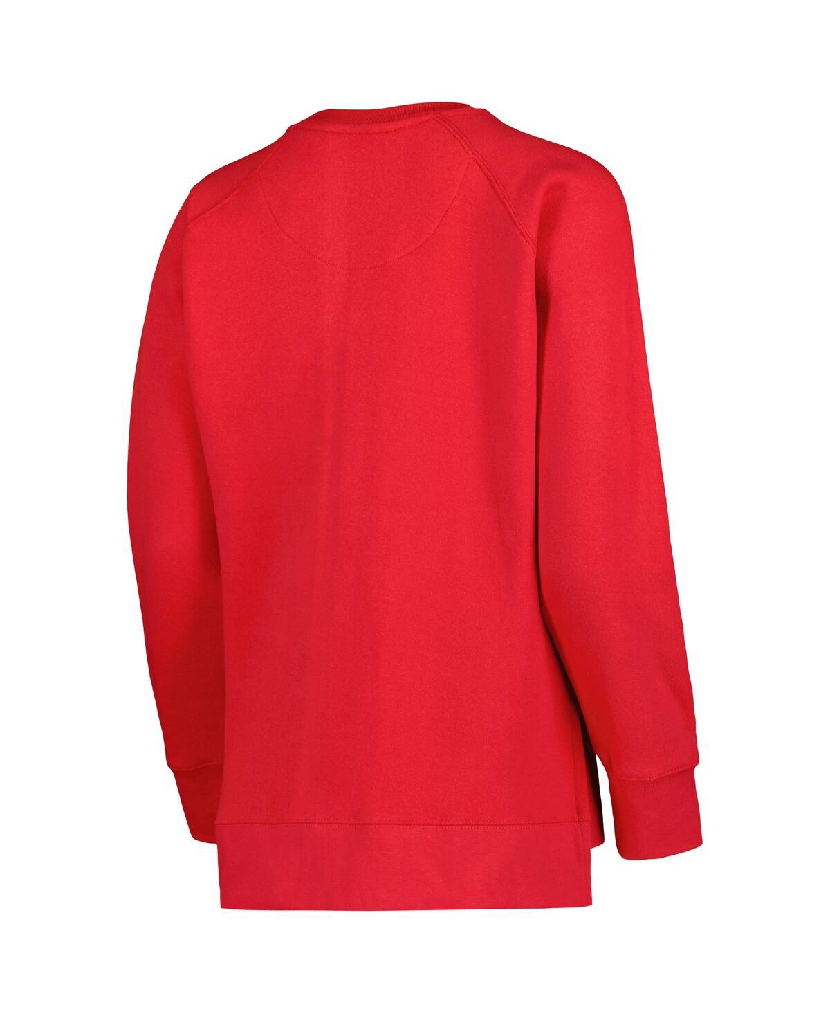 Shop Pressbox Women's  Red Wisconsin Badgers Steamboat Animal Print Raglan Pullover Sweatshirt