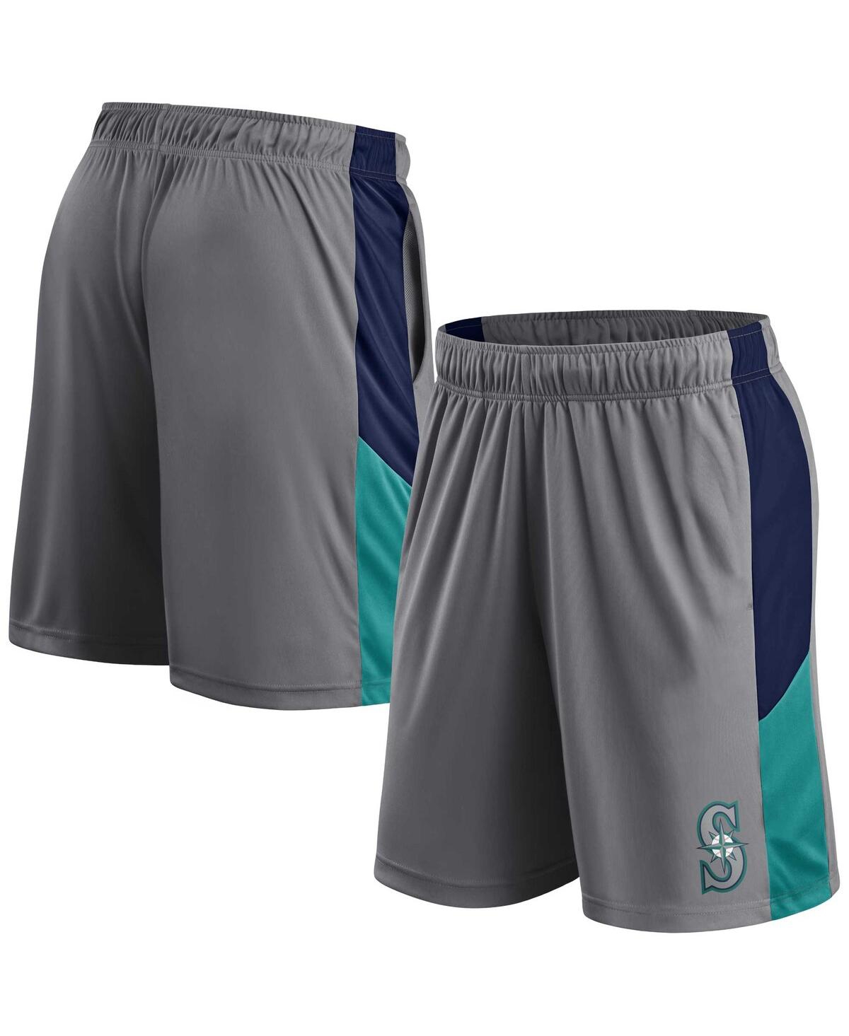Profile Men's Gray, Navy Seattle Mariners Big And Tall Team Shorts In  Gray,navy