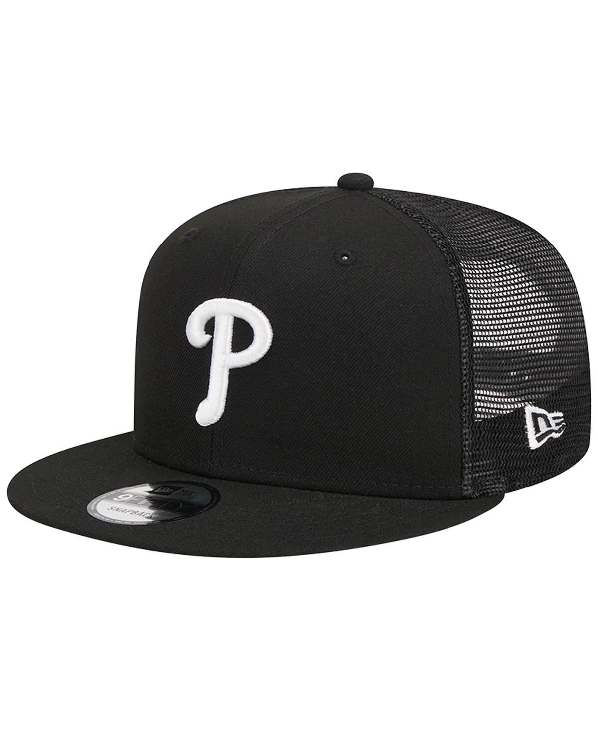 New Era Men's Black Philadelphia Phillies Tone Foam Meshback Golfer Snapback Hat In Black