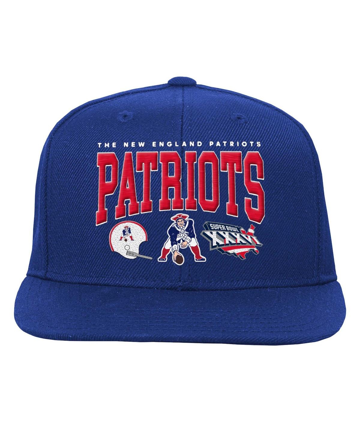 Mitchell & Ness Big Boys And Girls  Royal New England Patriots Champ Stack Flat Brim Snapback Hat In Royal